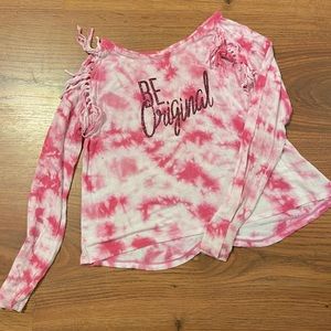 Girls Justice Tie Dye Long Sleeve Top with Frills